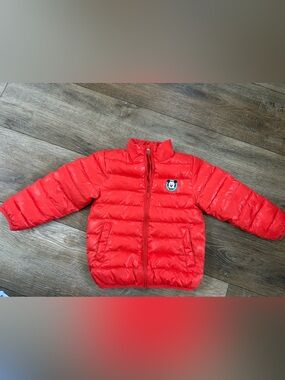 Disney Red Quilted Puffer Jacket with Character Patch